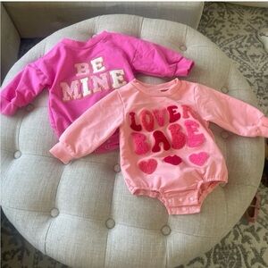 Kids Pink 'Love Babe' Long-Sleeve One-Piece Bodysuit